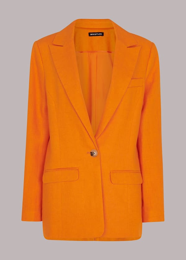 Orange Lucy Linen Blazer