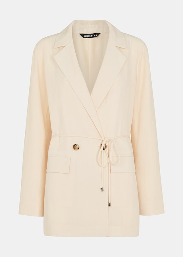 Ivory Jade Tie Front Blazer