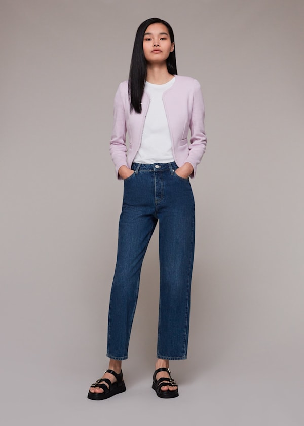 Lilac Jersey Collarless Jacket