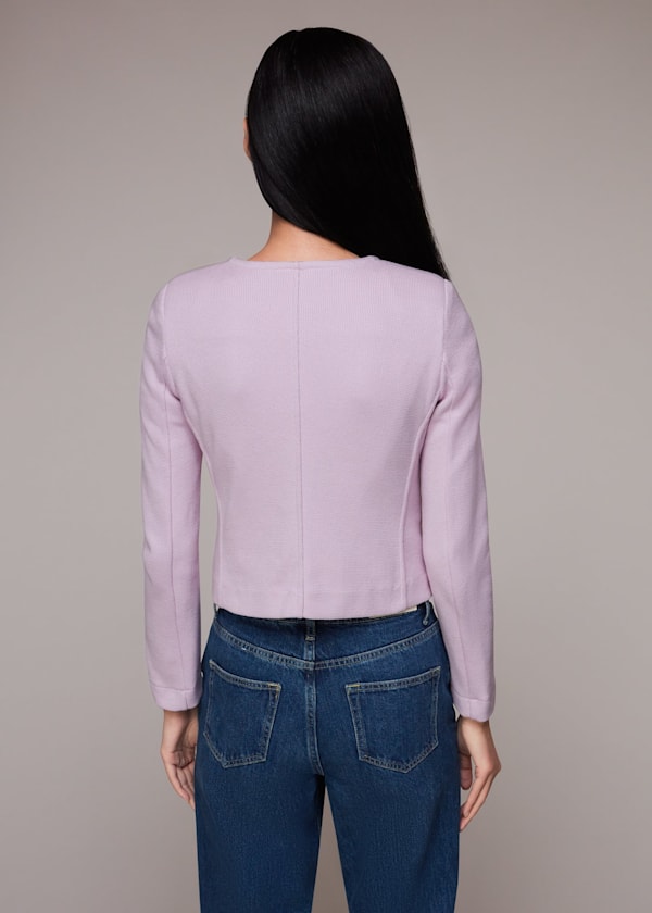 Lilac Jersey Collarless Jacket