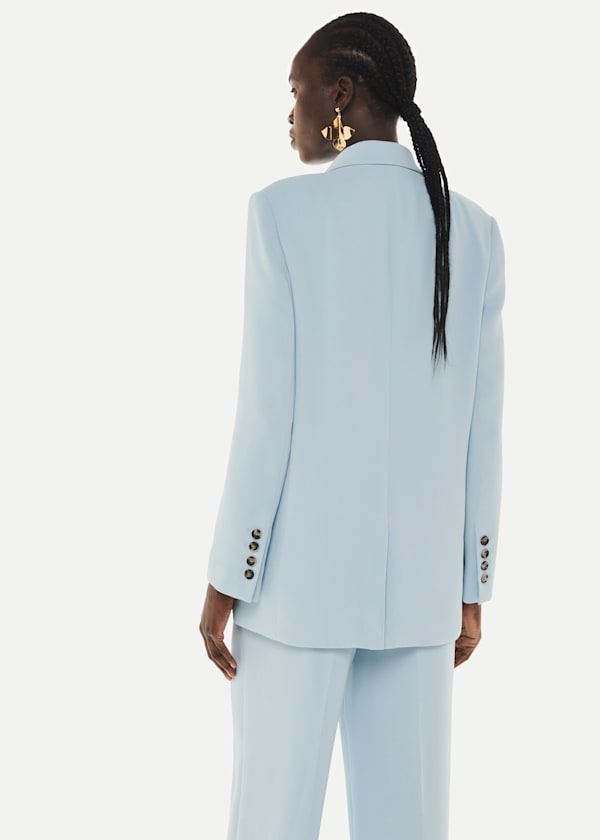 Pale Blue Crepe Relaxed Boyfriend Blazer