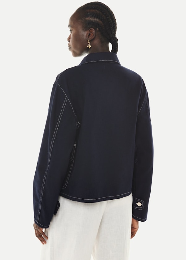 Navy Cassie Cargo Pocket Jacket
