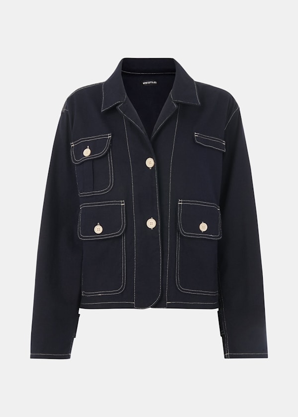 Navy Cassie Cargo Pocket Jacket
