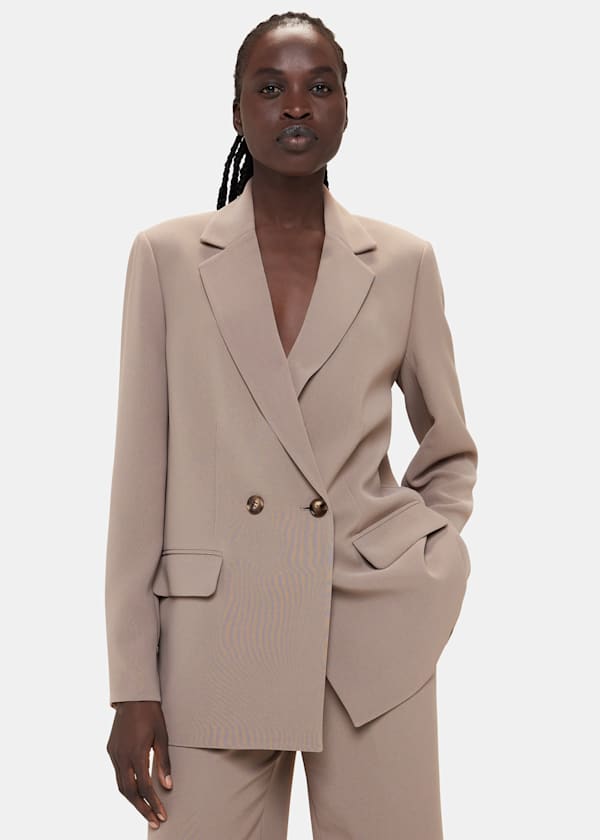 Taupe Nina Double Breasted Blazer