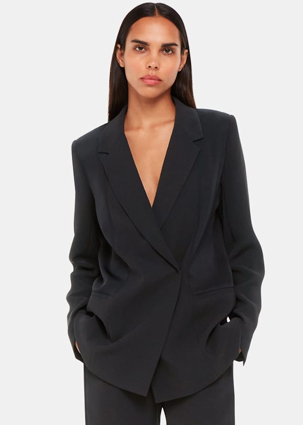 Black Jade Crepe Tux Blazer