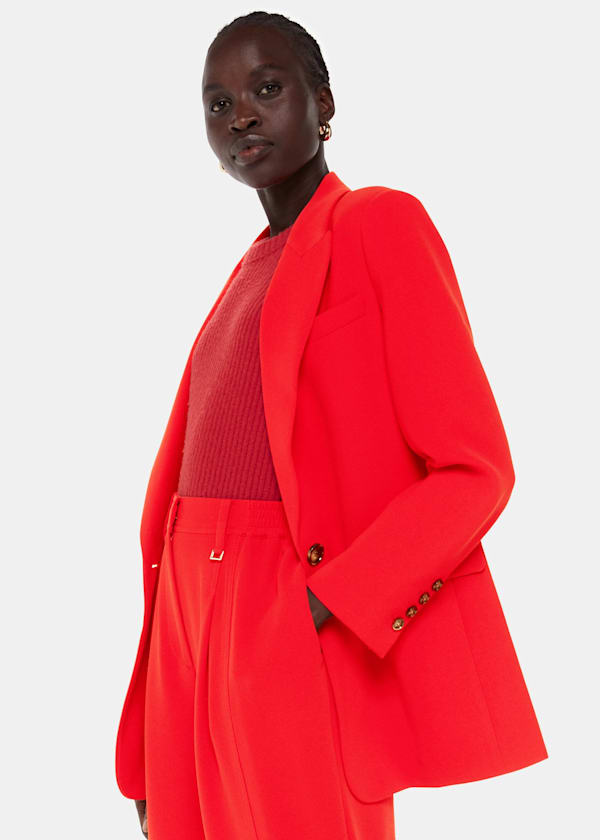 Red Boyfriend Crepe Blazer