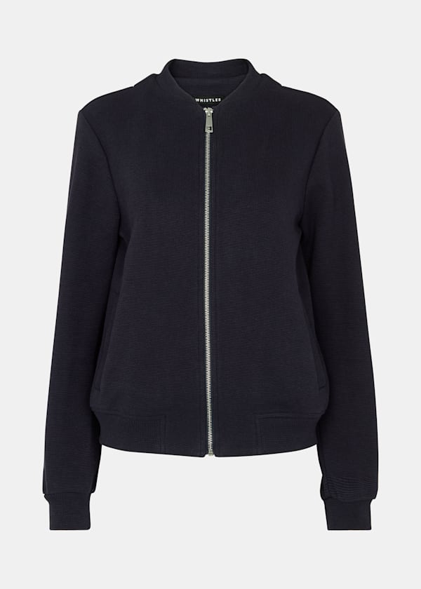 Navy Jersey Bomber Jacket