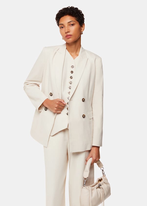Oatmeal Lindsey Linen Blend Blazer