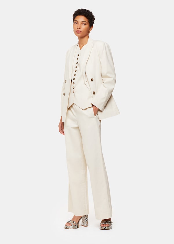 Oatmeal Lindsey Linen Blend Waistcoat