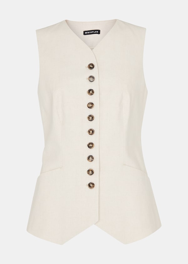 Oatmeal Lindsey Linen Blend Waistcoat