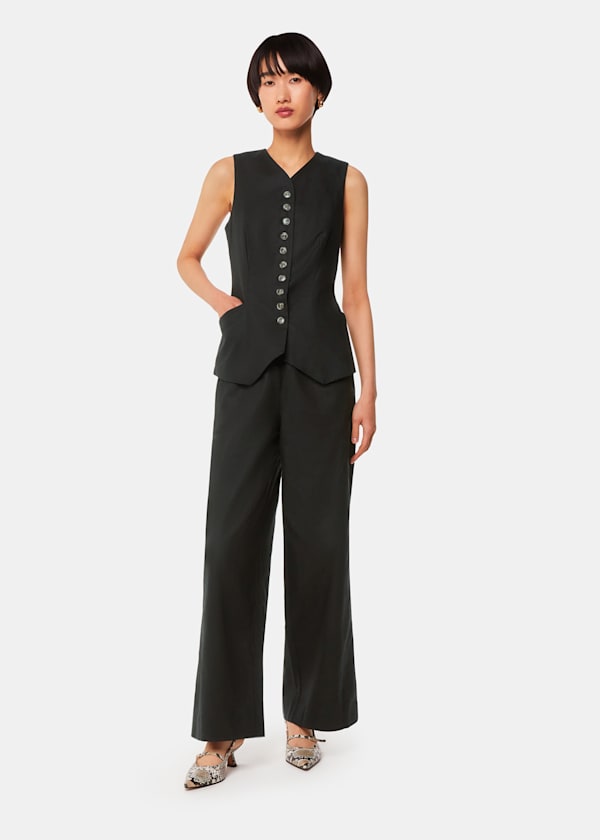 Black Lindsey Linen Blend Waistcoat