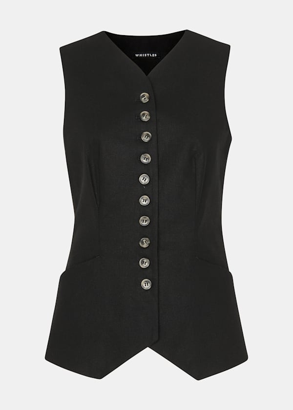 Black Lindsey Linen Blend Waistcoat