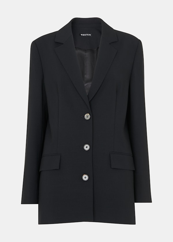 Black Amelie Wool Blend Blazer