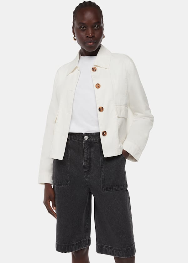 White Marie Casual Pocket Jacket