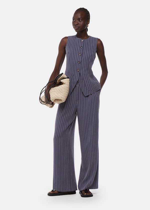 Navy Lottie Pinstripe Waistcoat