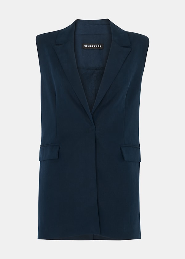 Navy Joss Sleeveless Blazer