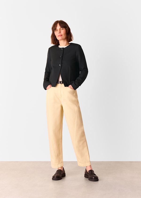 Black Anne Ponte Button Jacket
