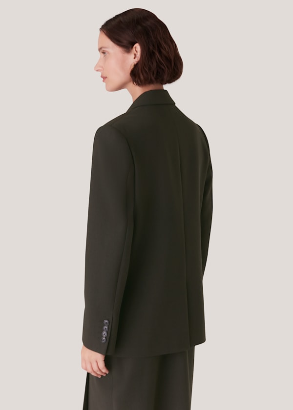 Dark Green Natalie Wool Blend Blazer