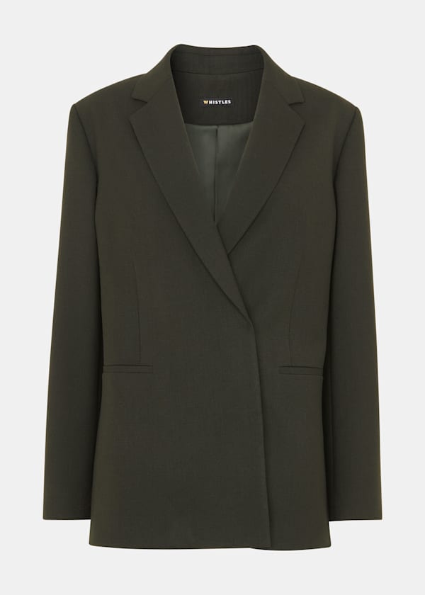 Dark Green Natalie Wool Blend Blazer