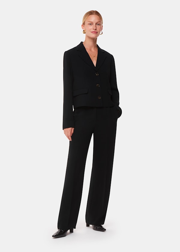 Black Tailored Short Crepe Blazer