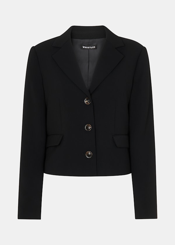 Black Tailored Short Crepe Blazer