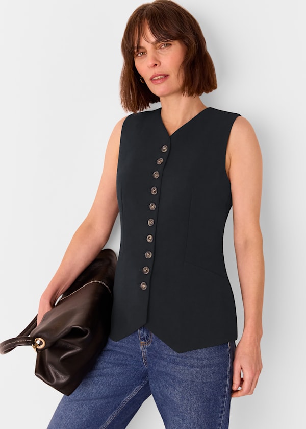 Black Cora Crepe Waistcoat