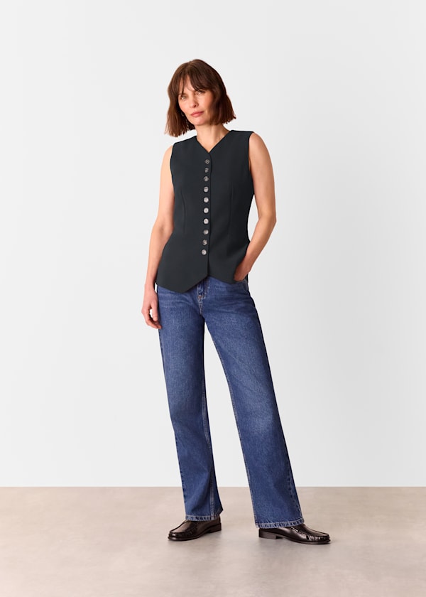 Black Cora Crepe Waistcoat