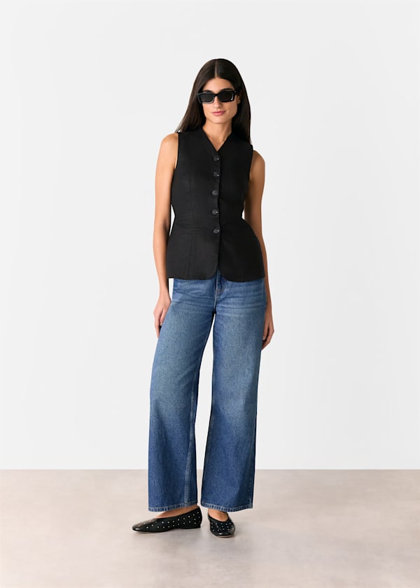 Black Molly Linen Waistcoat