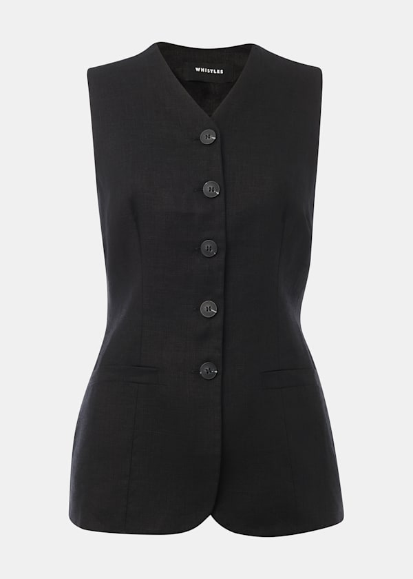 Black Molly Linen Waistcoat
