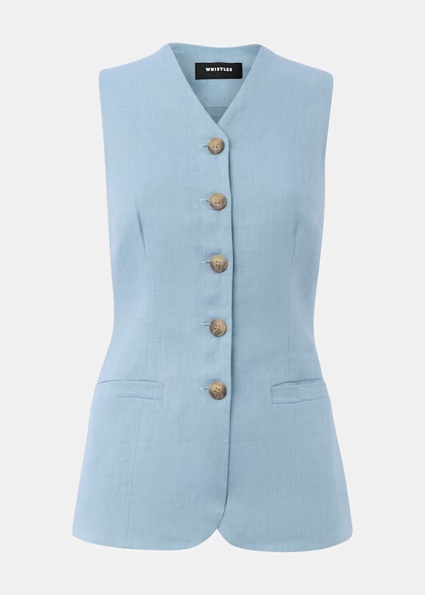 Pale Blue Molly Linen Waistcoat