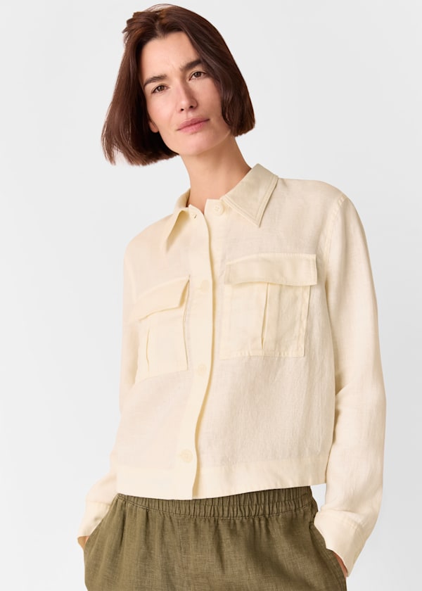 Ivory Abby Linen Casual Jacket