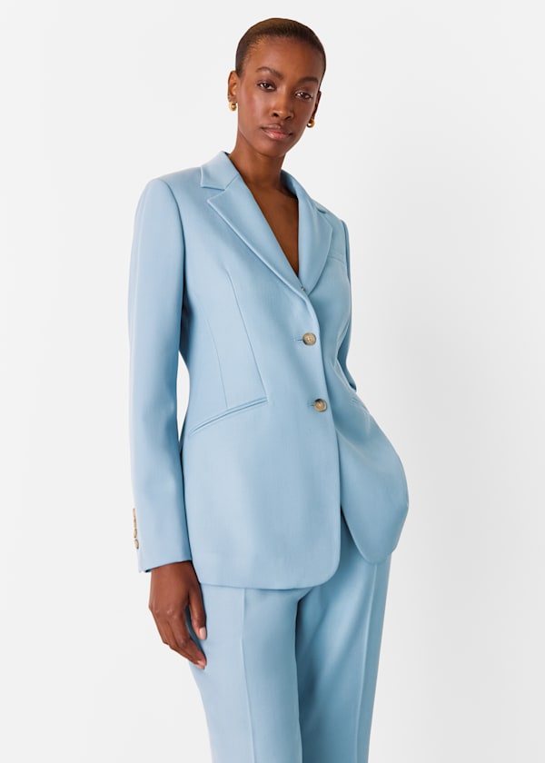 Blue Wool Blend Tailored Blazer