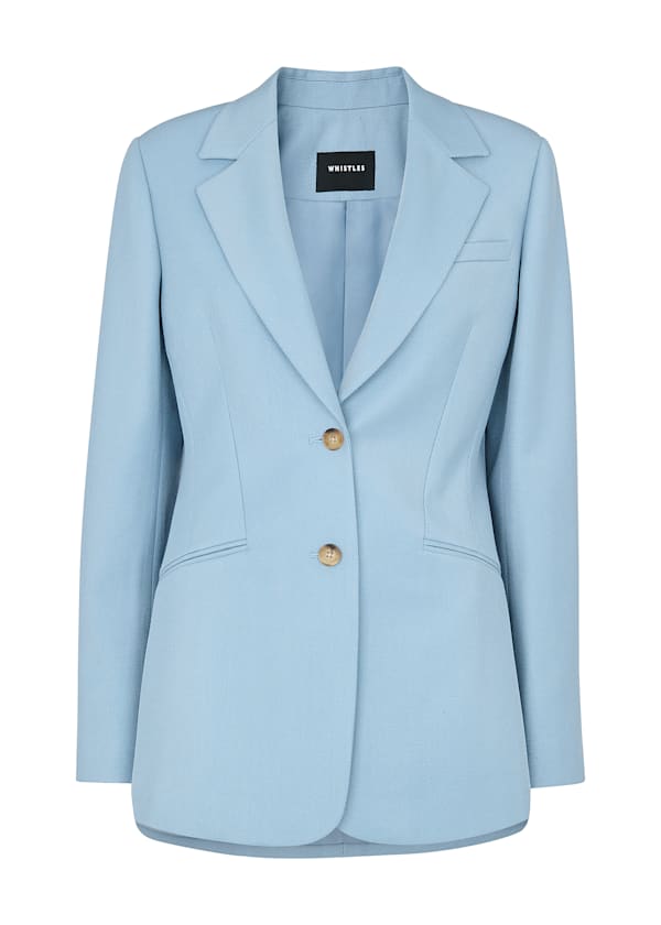 Blue Wool Blend Tailored Blazer