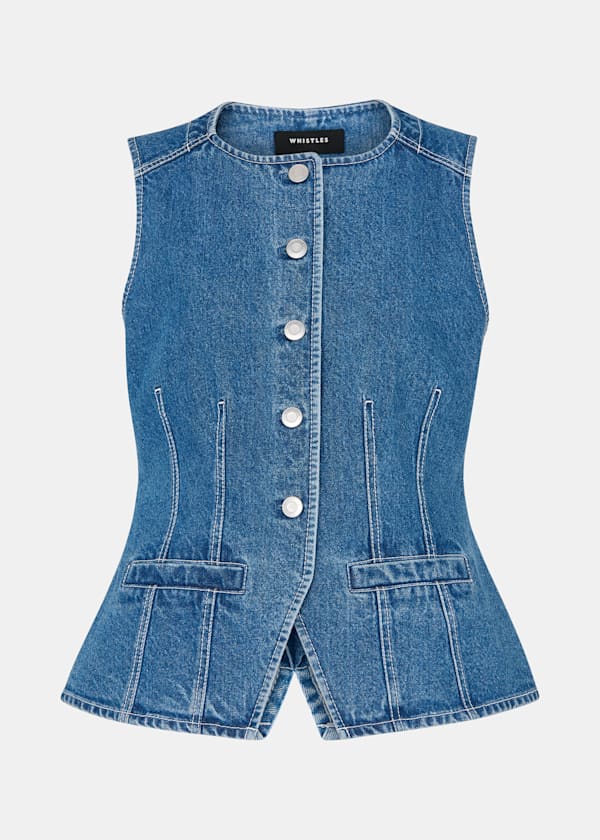 Denim Slim Fit Cotton Waistcoat