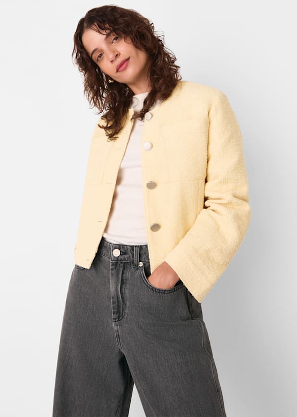 Butter Textured Collarless Jacket