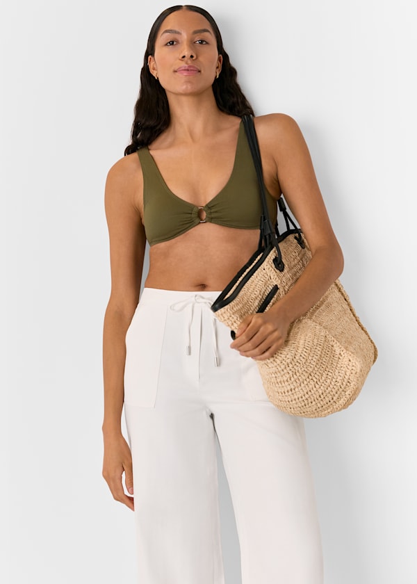 Khaki Ring Detail Bikini Top