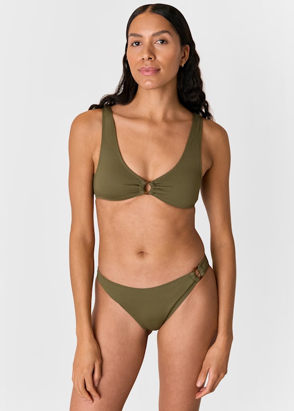 Khaki Ring Detail Bikini Top