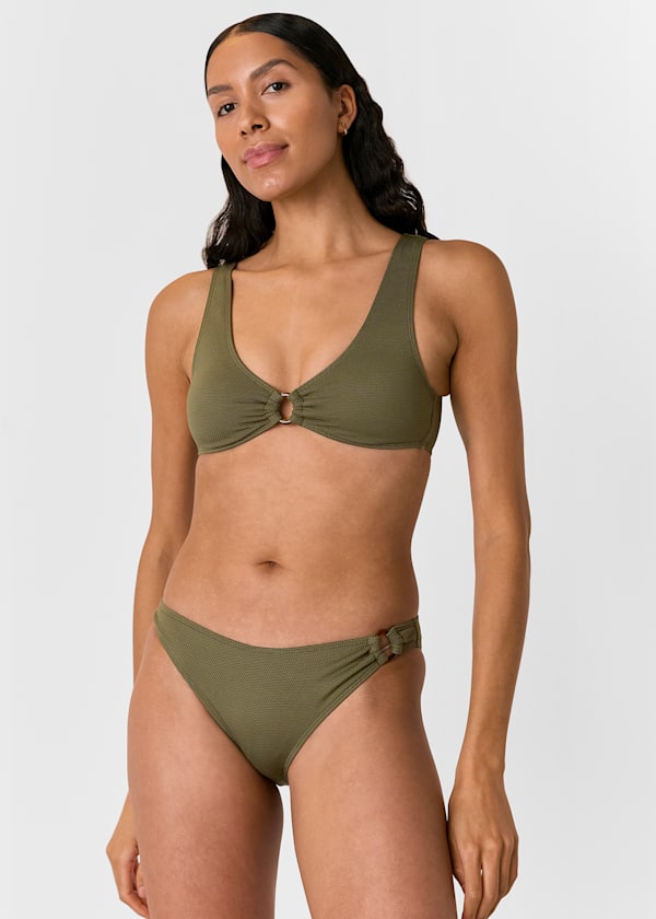 Khaki Ring Detail Bikini Bottom