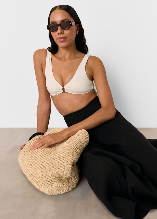Ivory Ring Detail Bikini Top
