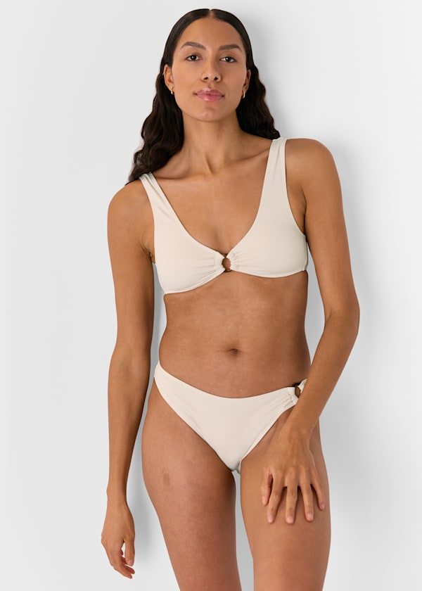 Ivory Ring Detail Bikini Top