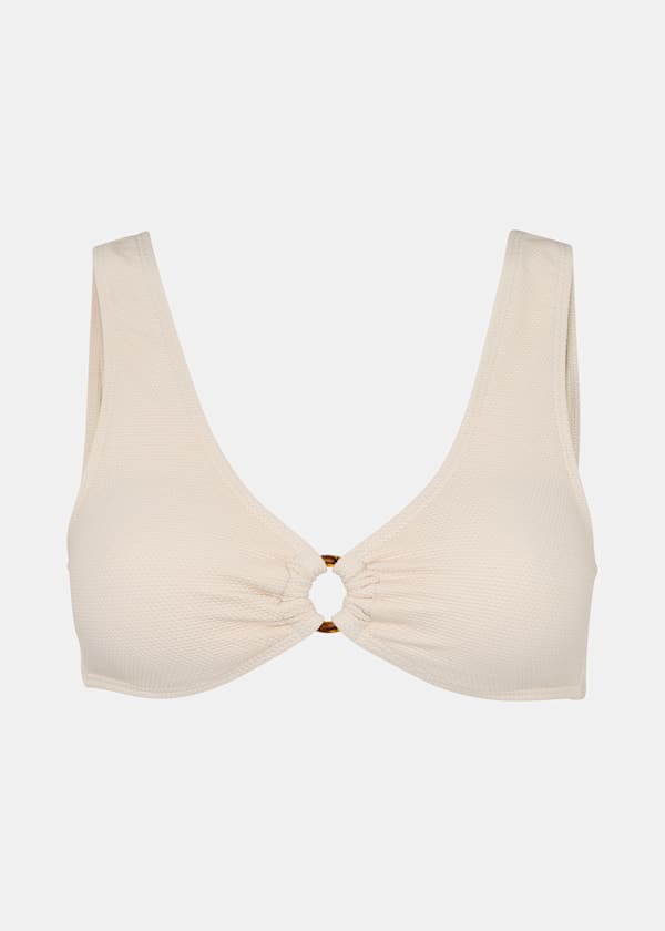 Ivory Ring Detail Bikini Top