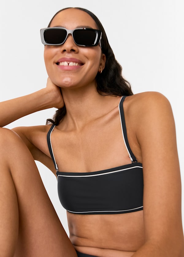 Black Piper Contrast Bikini Top