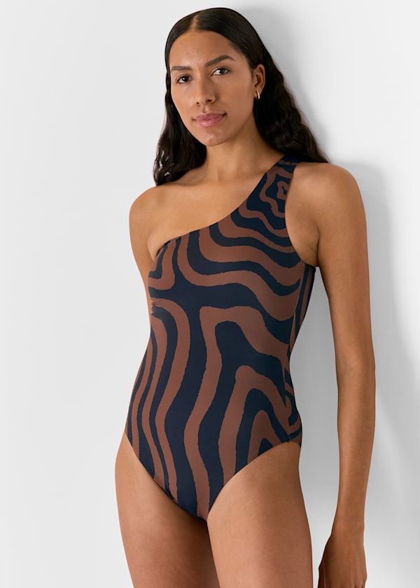 Navy Swirl Print Swimsuit