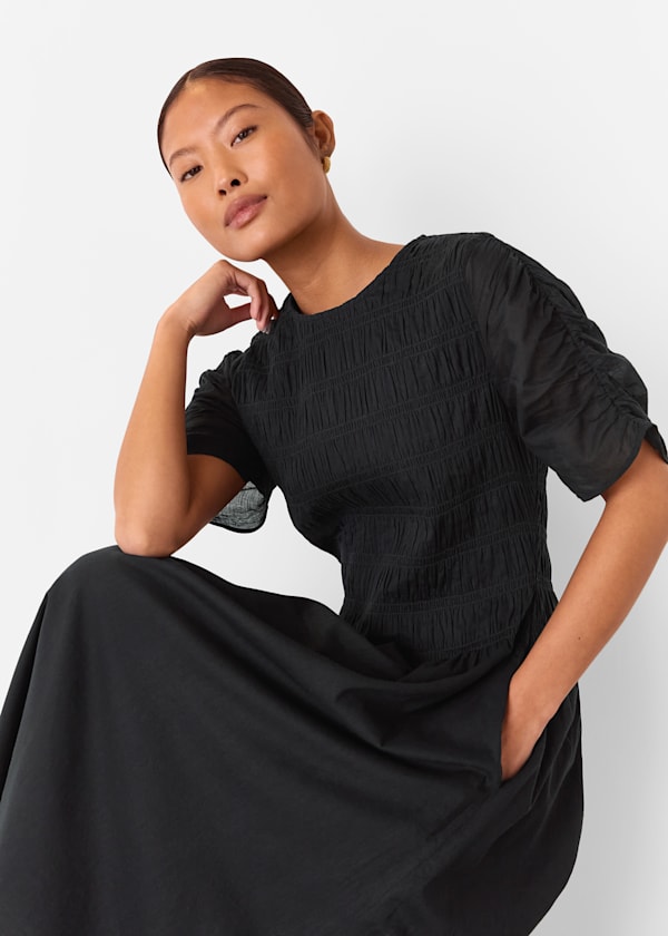 Black Petite Avery Smocked Dress
