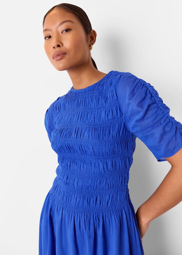 Blue Petite Avery Smocked Dress