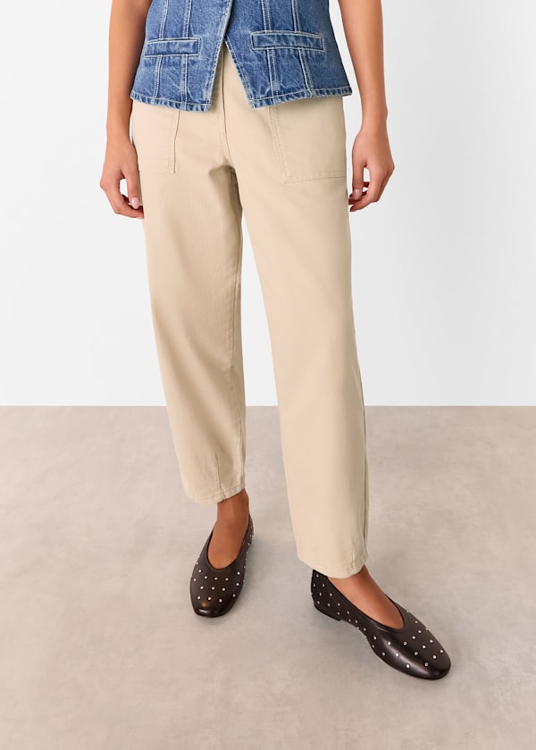 Neutral Petite Tessa Casual Trouser
