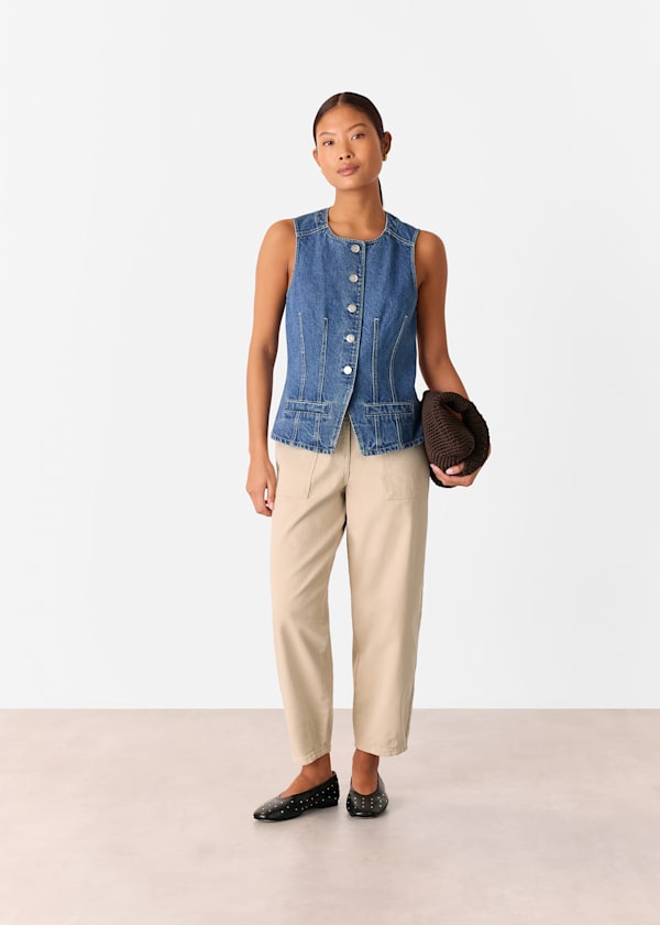 Neutral Petite Tessa Casual Trouser
