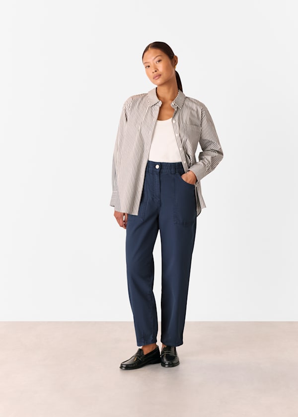 Navy Petite Tessa Casual Trouser