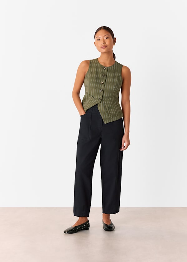 Solid Black Petite Tessa Casual Trouser