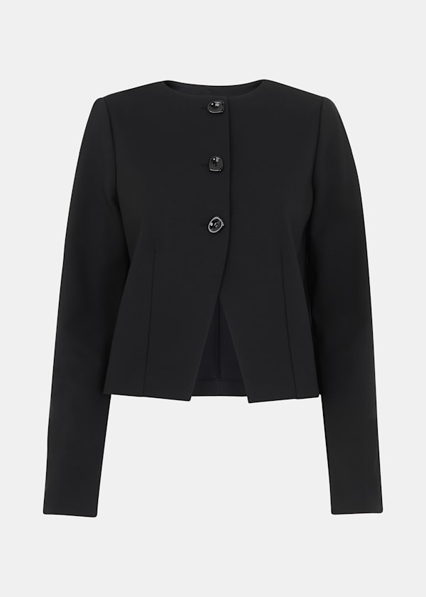 Black Petite Anne Ponte Button Jacket